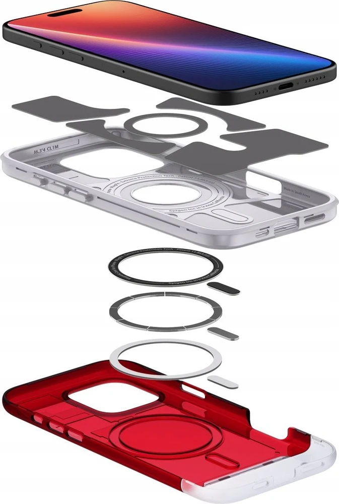 Dėklas Spigen Classic C1 MagSafe, rubino spalvos - iPhone 16 Pro