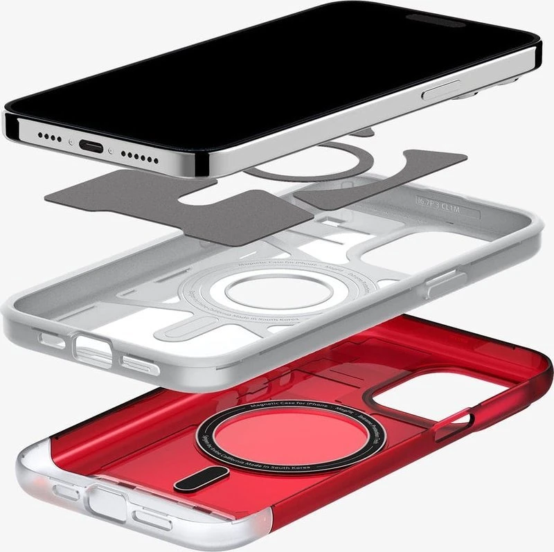 Dėklas Spigen Klasikinis C1 MagSafe, rubinas - iPhone 15 Pro