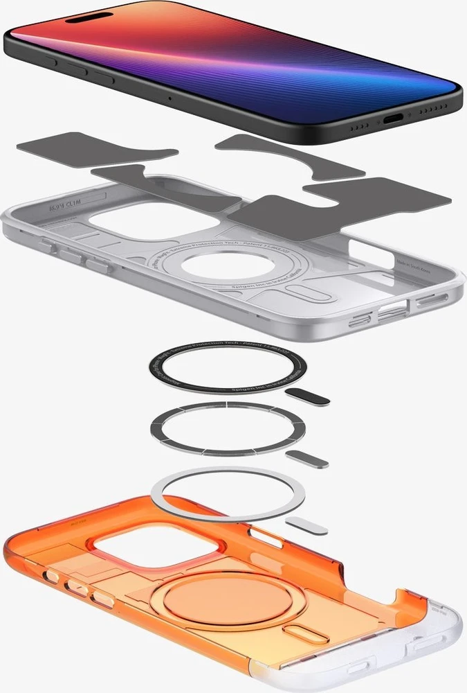 Dėklas Spigen Klasikinis C1 MagSafe, mandarinų spalvos - iPhone 16 Pro