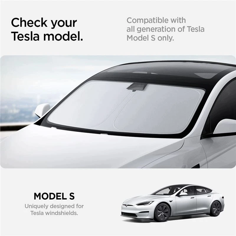 Spigen Tesla automobilio priekinio stiklo saulės skydelis, juodas - Tesla Model S