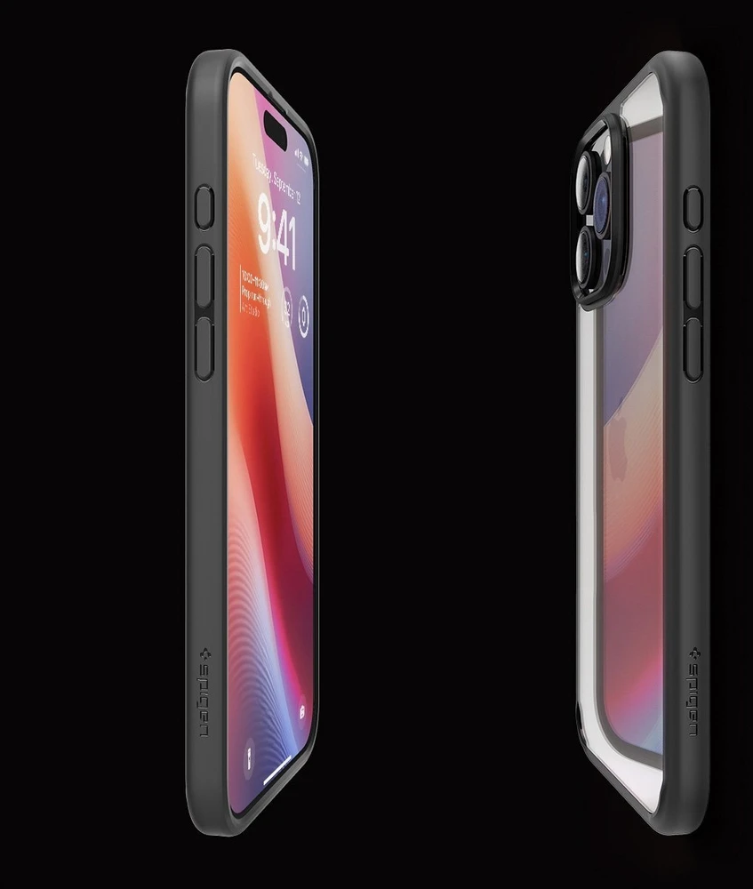 Dėklas Spigen Crystal Hybrid, matte juodas - iPhone 16 Pro Max