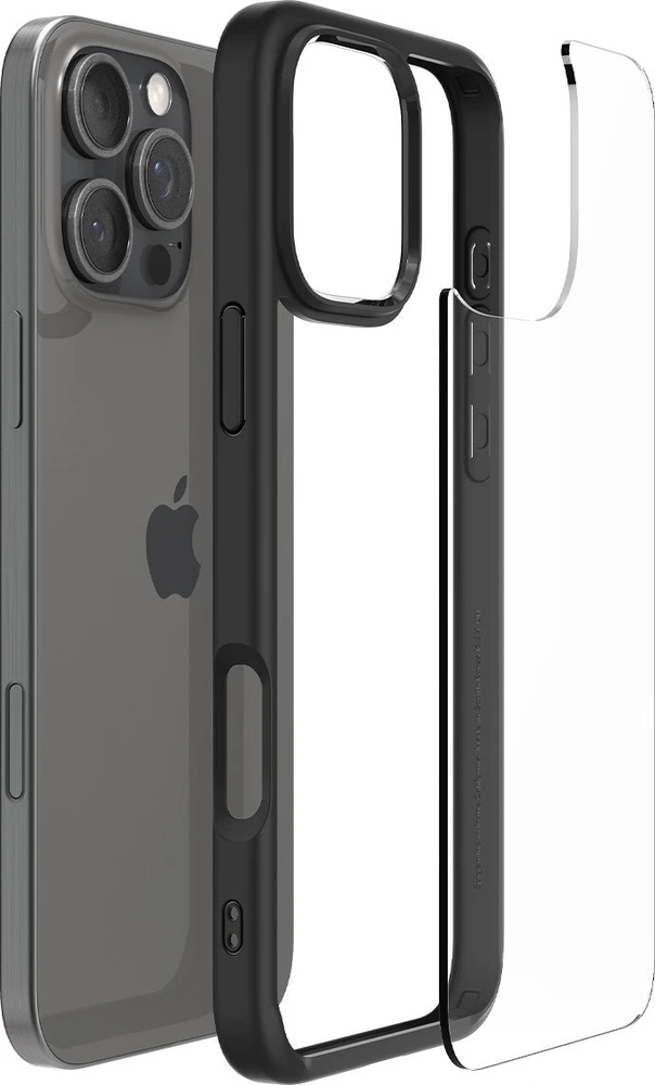 Dėklas Spigen Crystal Hybrid, matte juodas - iPhone 16 Pro Max