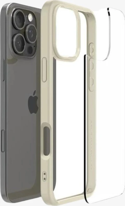 Dėklas „Spigen Crystal Hybrid“, prislopintos smėlio spalvos - iPhone 16 Pro Max
