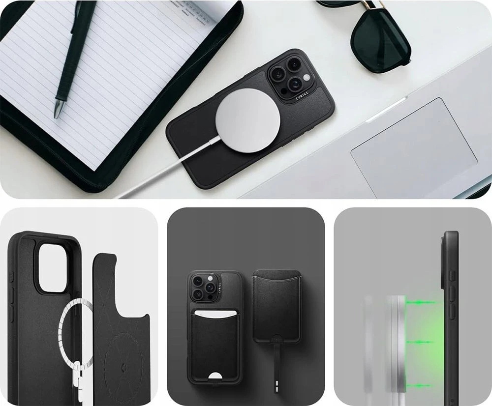 Apple iPhone 16 Pro Max Spigen Cyrill Kajuk Classic Charm Mag MagSafe dėklas telefonui juodos spalvos