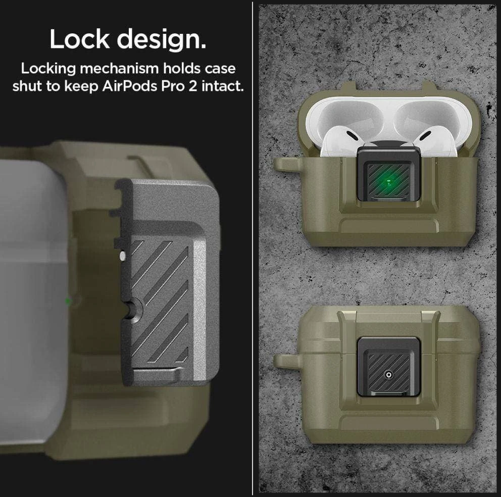 Dėklas Spigen Lock Fit, vintažinė chaki - AirPods Pro 2