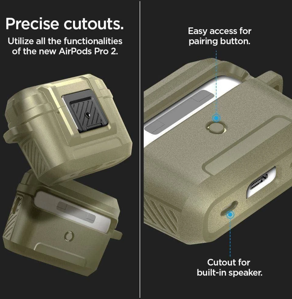 Dėklas Spigen Lock Fit, vintažinė chaki - AirPods Pro 2