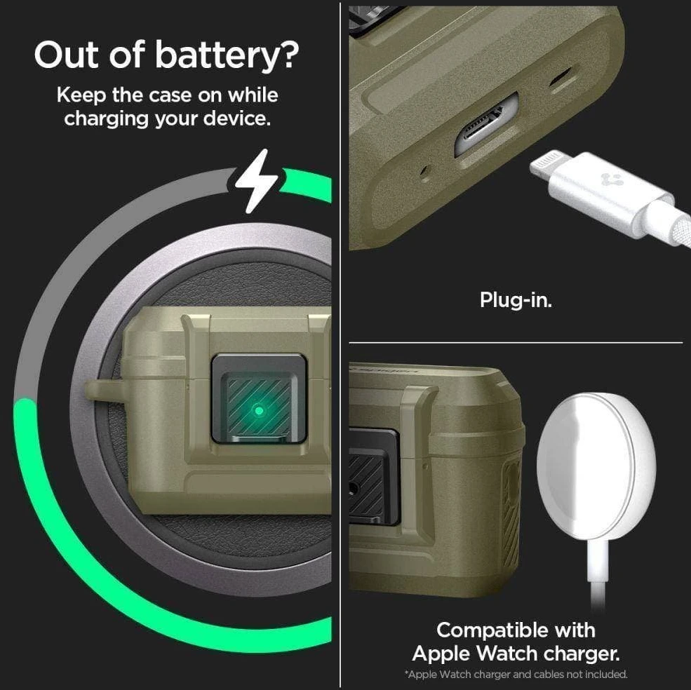Dėklas Spigen Lock Fit, vintažinė chaki - AirPods Pro 2