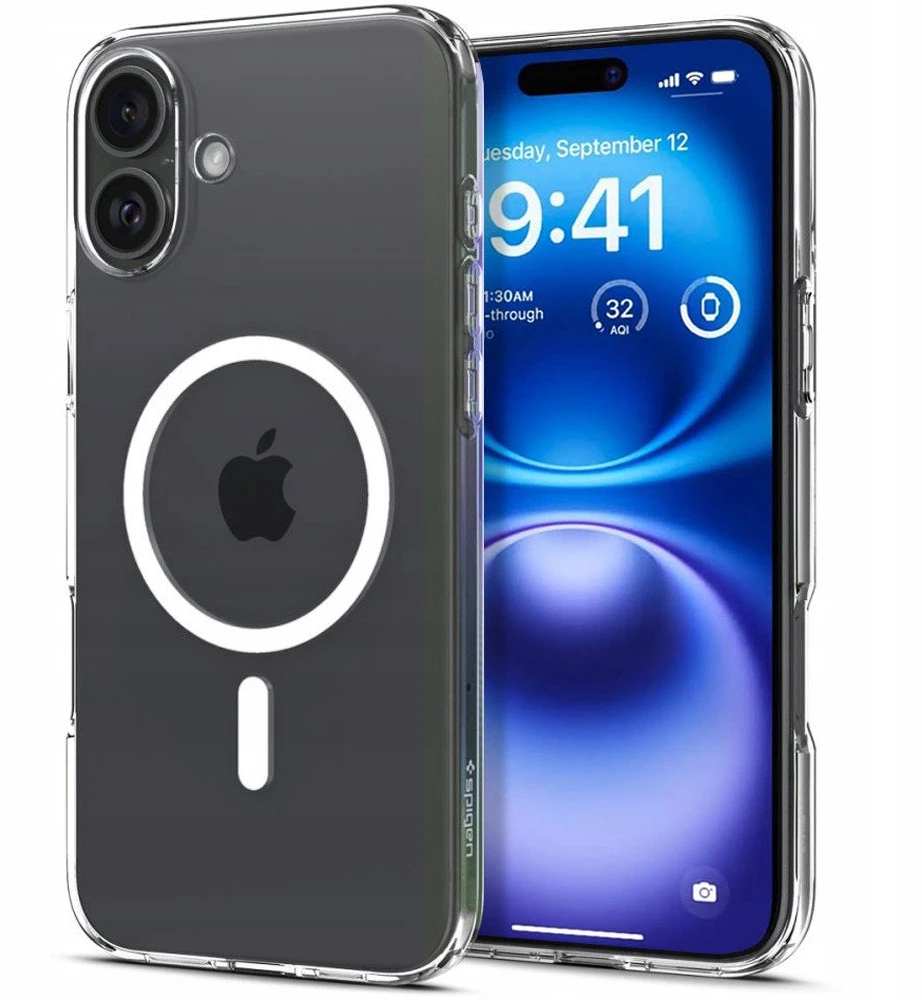 Spigen Liquid Crystal MagSafe dėklas skirtas iPhone 17 – skaidrus ir baltos spalvos