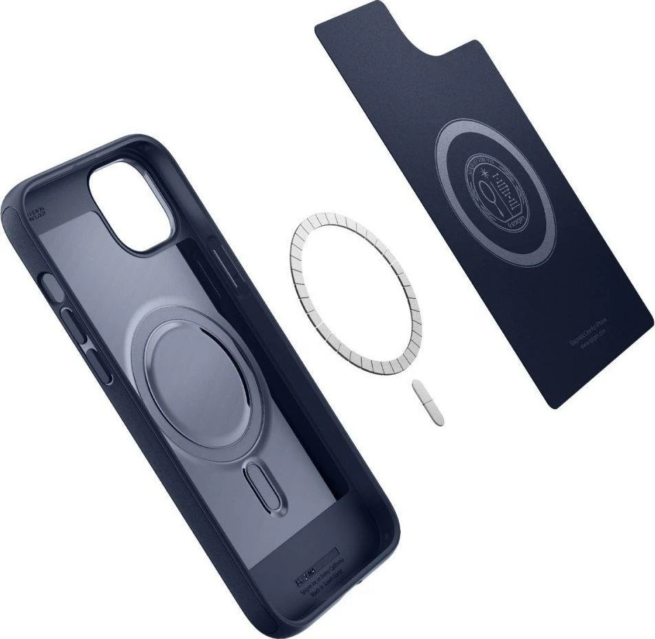 Spigen Mag Armor iPhone 14 Plus telefono dėklas, mėlynos spalvos
