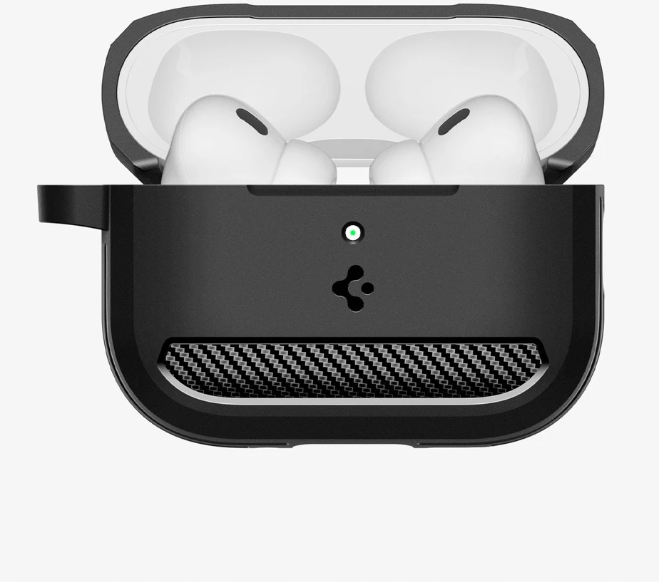 Spigen Rugged Armor dėklas skirtas AirPods Pro 3 – Matte juodos spalvos