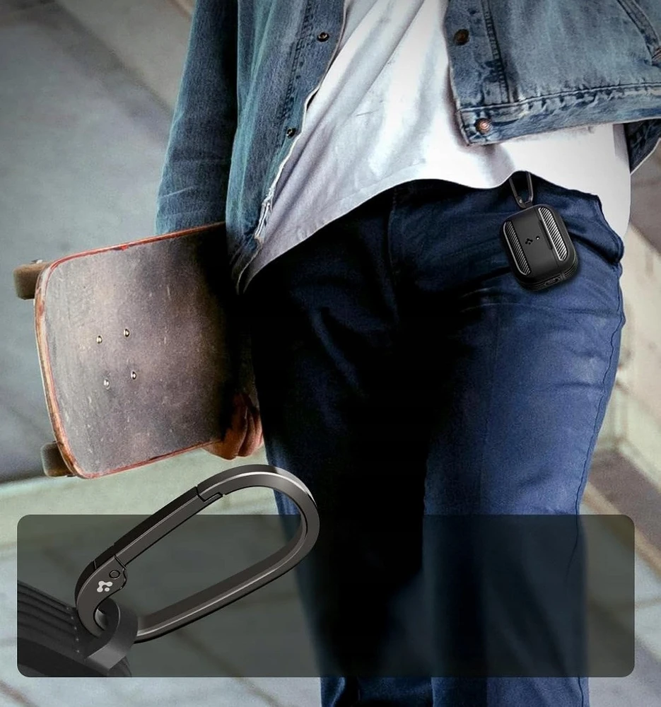 Spigen Rugged Armor dėklas skirtas AirPods Pro 3 – Matte juodos spalvos