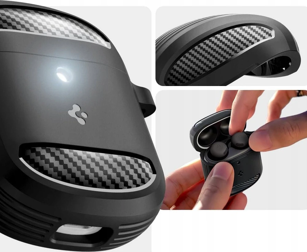 Spigen Rugged Armor apsauginis dėklas, skirtas Google Pixel Buds Pro 2, juodos spalvos