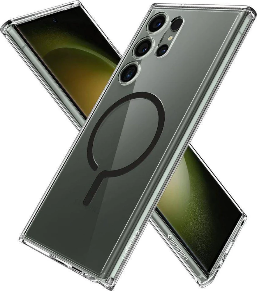 Spigen Ultra Hybrid Metal Ring (MagFit) dėklas skirtas Samsung Galaxy S23 Ultra, spalva - Juoda