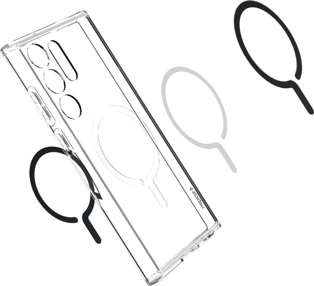 Spigen Ultra Hybrid Metal Ring (MagFit) dėklas skirtas Samsung Galaxy S23 Ultra, spalva - Juoda