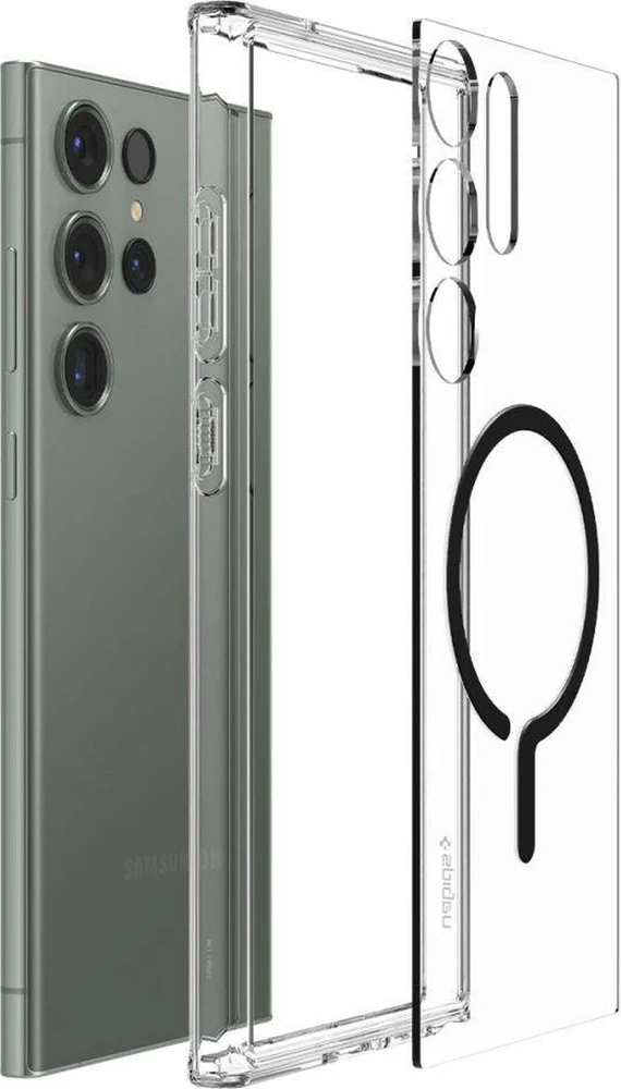 Spigen Ultra Hybrid Metal Ring (MagFit) dėklas skirtas Samsung Galaxy S23 Ultra, spalva - Juoda