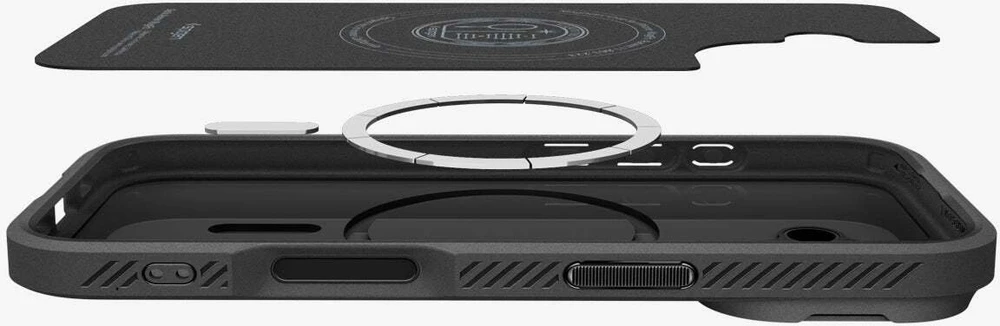 Spigen Optik Armor Mag MagSafe dėklas Apple iPhone 17 juodos spalvos