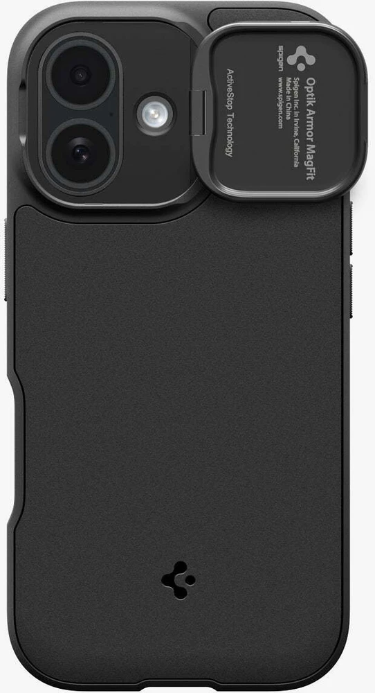 Spigen Optik Armor Mag MagSafe dėklas Apple iPhone 17 juodos spalvos