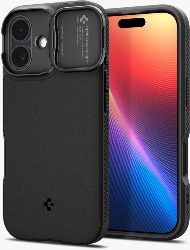 Spigen Optik Armor Mag MagSafe dėklas iPhone 17 juodos spalvos