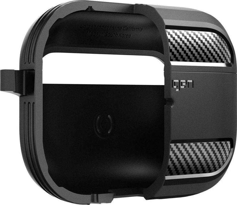 Spigen RUGGED ARMOR AIRPODS PRO 1 / 2 dėklas ausinėms, juodos spalvos
