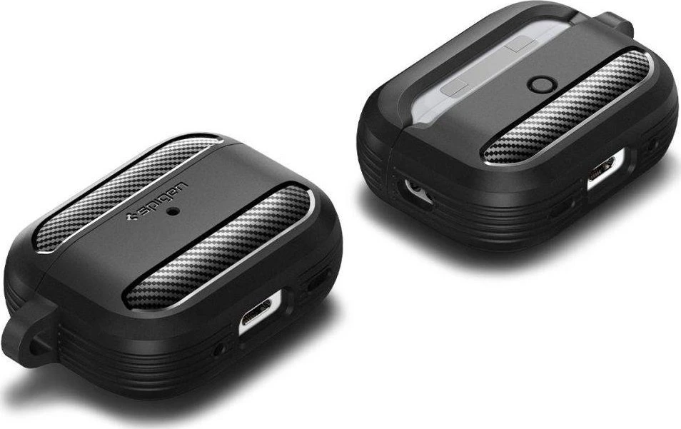 Spigen RUGGED ARMOR AIRPODS PRO 1 / 2 dėklas ausinėms, juodos spalvos