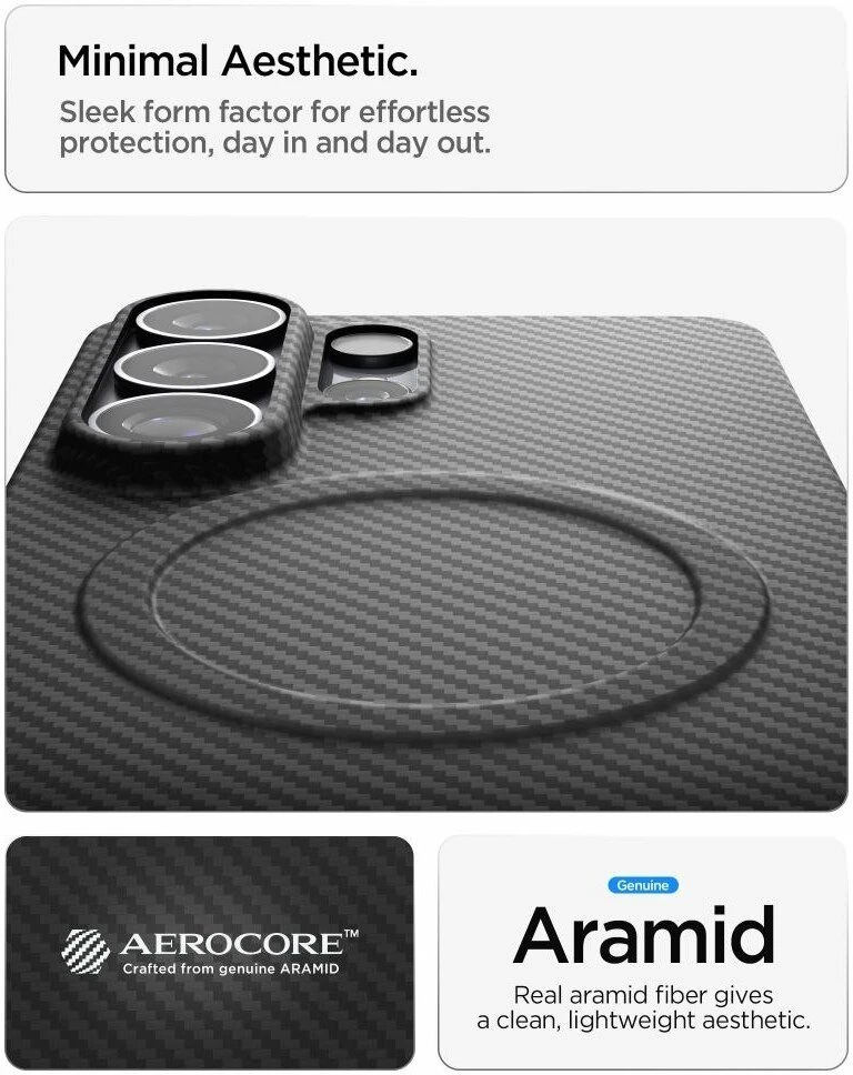 Dėklas SPIGEN AIRSKIN ARAMID MAG MagSafe Samsung Galaxy S26 ULTRA Juodas