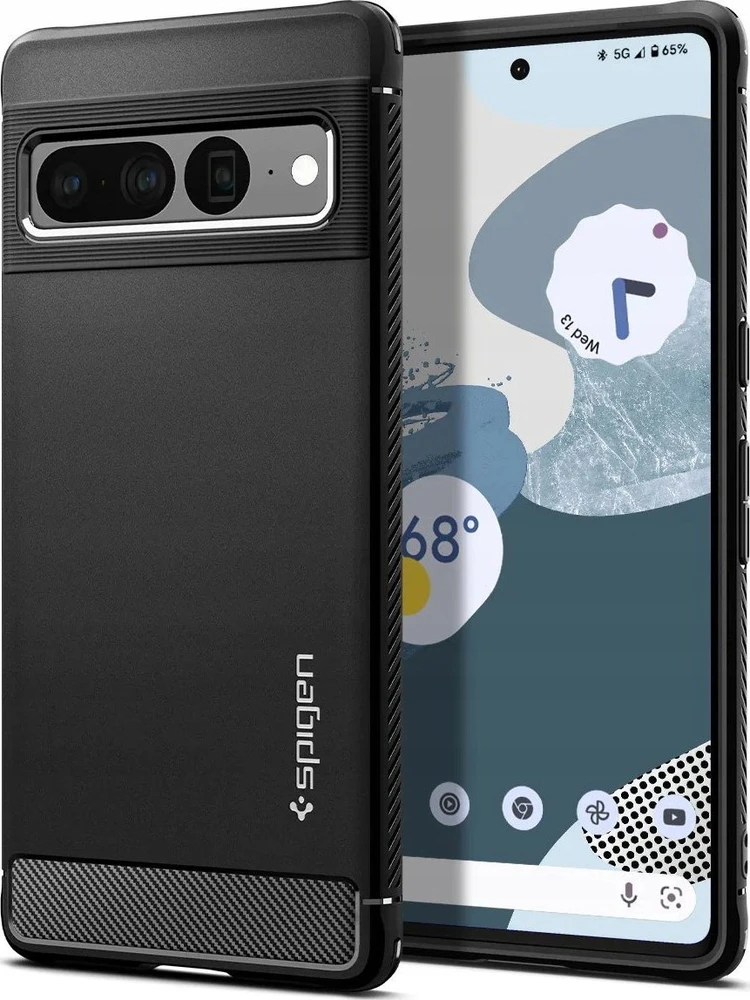 Dėklas Spigen Rugged Armor, juodas - Google Pixel 7 Pro
