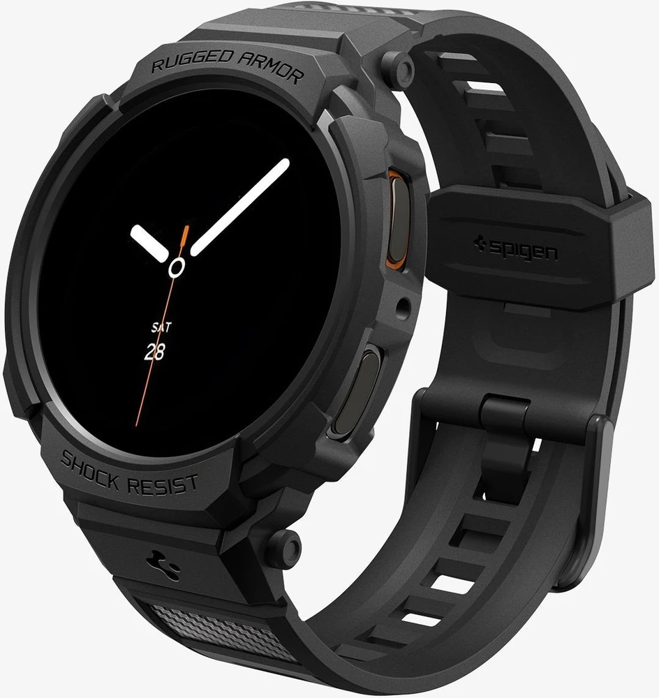 „Spigen Rugged Armor Pro“, matinis juodas - „Galaxy Watch 8“ (40 mm)