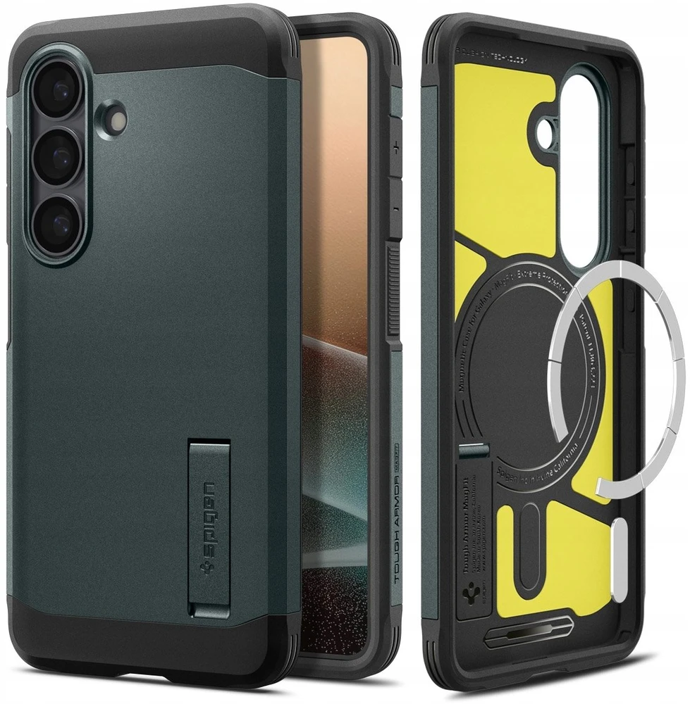 Spigen Tough Armor Mag MagSafe dėklas skirtas Samsung Galaxy S26 – žalios spalvos