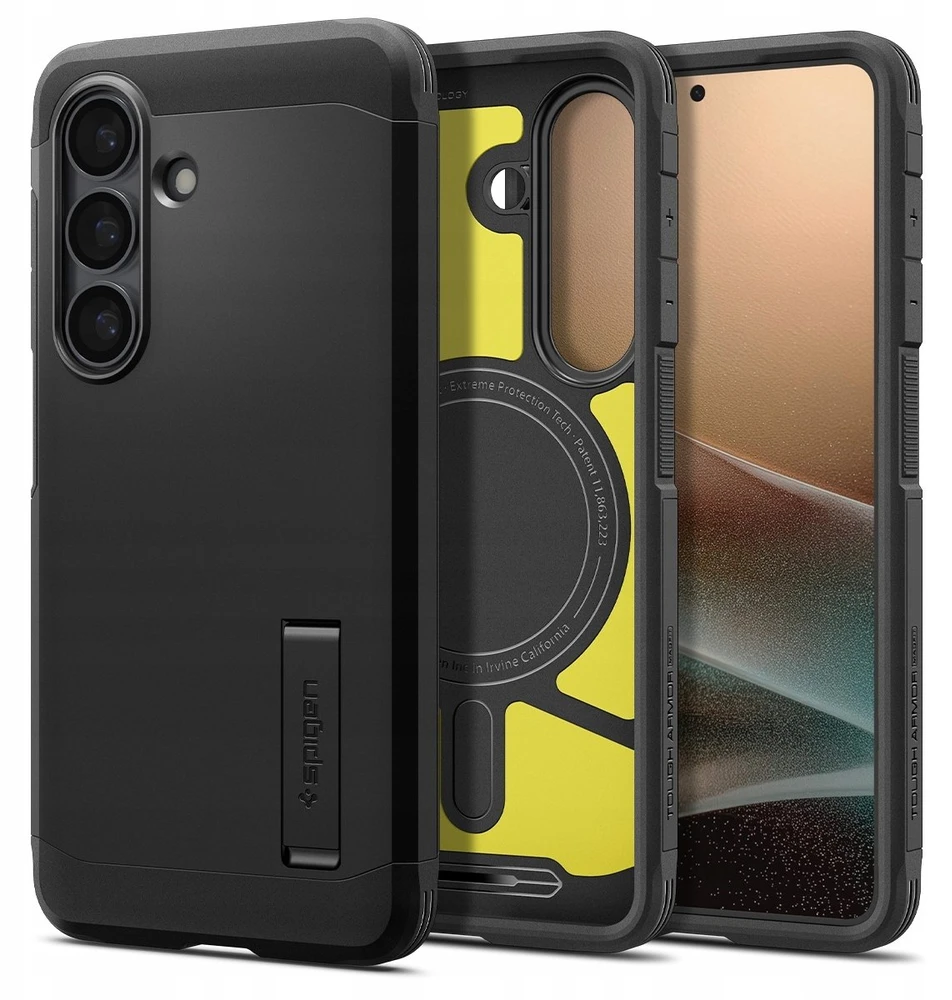 Spigen Tough Armor Mag MagSafe dėklas skirtas Samsung Galaxy S26 – juodos spalvos