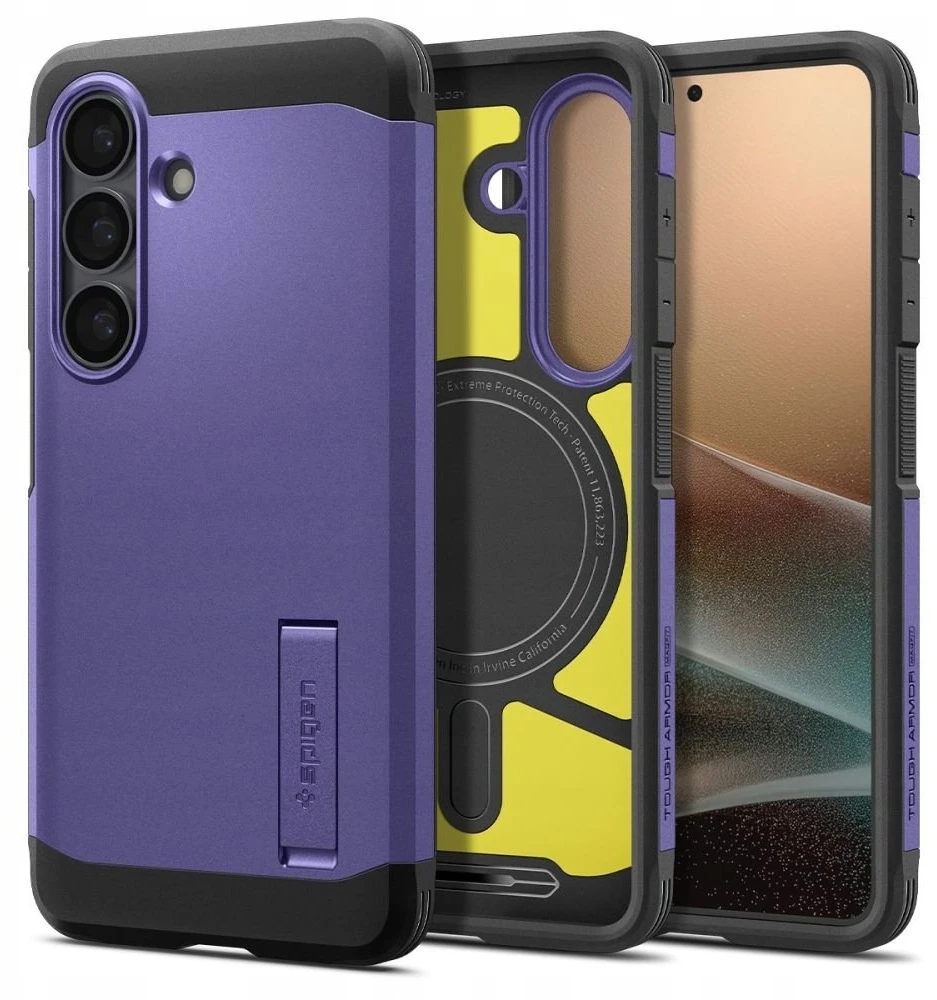 Spigen Tough Armor Mag MagSafe dėklas Samsung Galaxy S26+ Plus pelenų violetinės spalvos