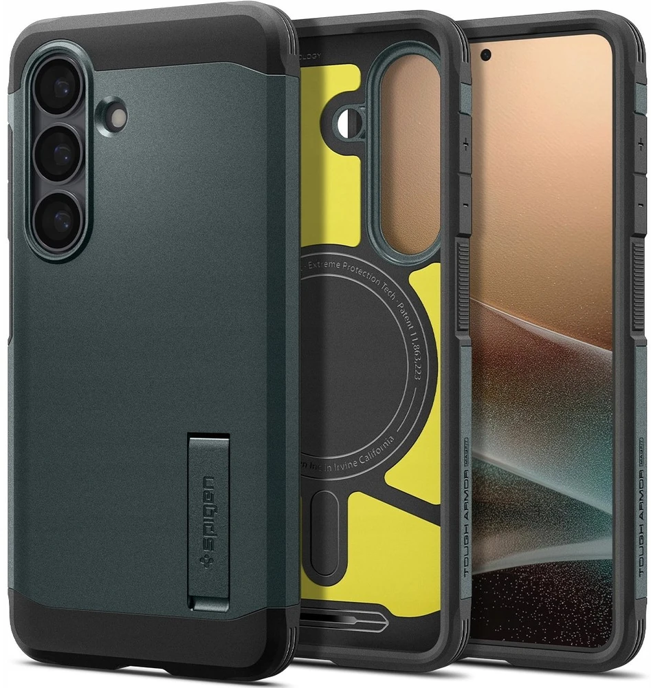 Spigen Tough Armor Mag MagSafe dėklas skirtas Samsung Galaxy S26+ – žalios spalvos