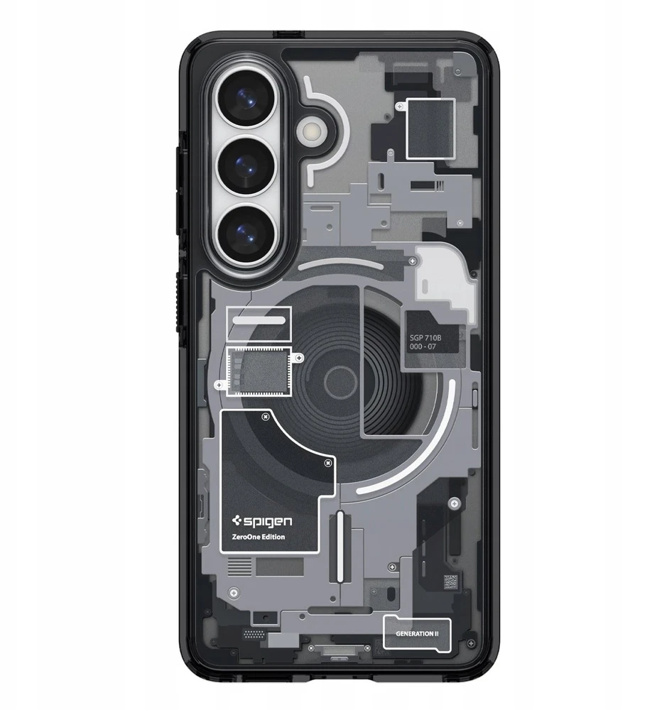 Spigen Ultra Hybrid Mag MagSafe dėklas skirtas Samsung Galaxy S26+ Zero One – skaidrus ir juodos spalvos