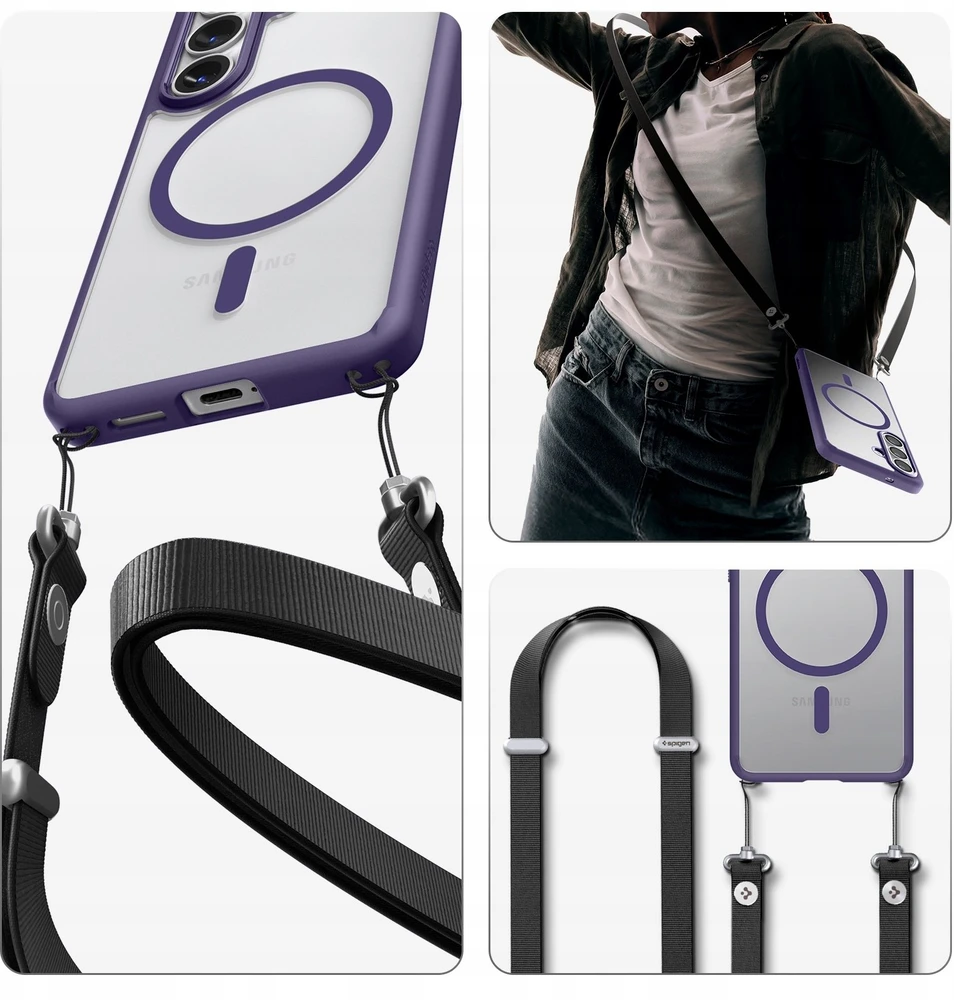 Spigen Ultra Hybrid Mag MagSafe dėklas skirtas Samsung Galaxy S26 – Clear violetinės spalvos