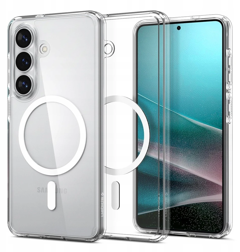 Spigen Ultra Hybrid Mag MagSafe dėklas skirtas Samsung Galaxy S26+ – skaidrus ir baltos spalvos