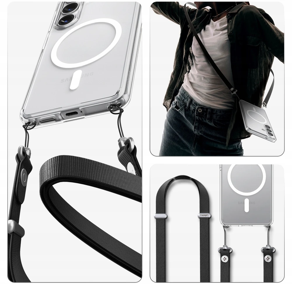 Spigen Ultra Hybrid Mag MagSafe dėklas skirtas Samsung Galaxy S26+ – skaidrus ir baltos spalvos