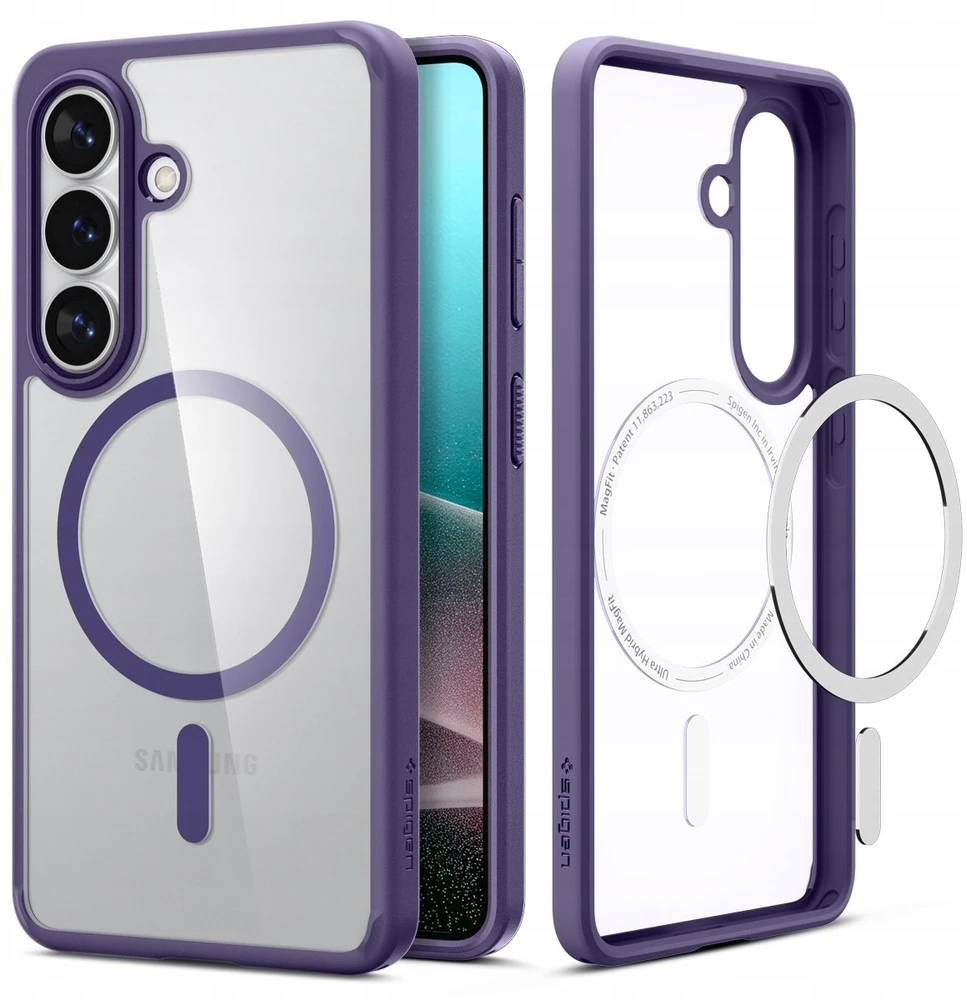 Spigen Ultra Hybrid Mag MagSafe dėklas skirtas Samsung Galaxy S26 – Clear violetinės spalvos