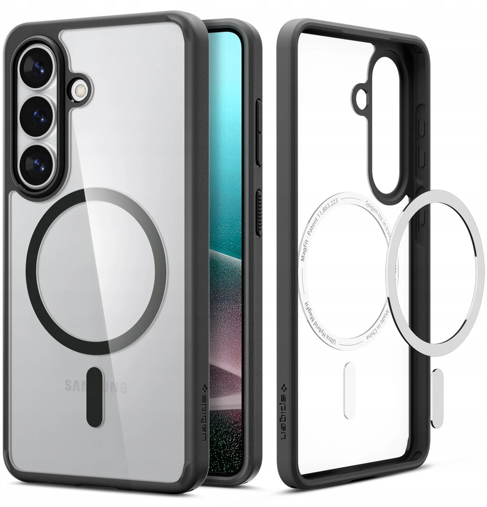 Spigen Ultra Hybrid Mag MagSafe dėklas skirtas Samsung Galaxy S26+ – skaidrus ir juodos spalvos