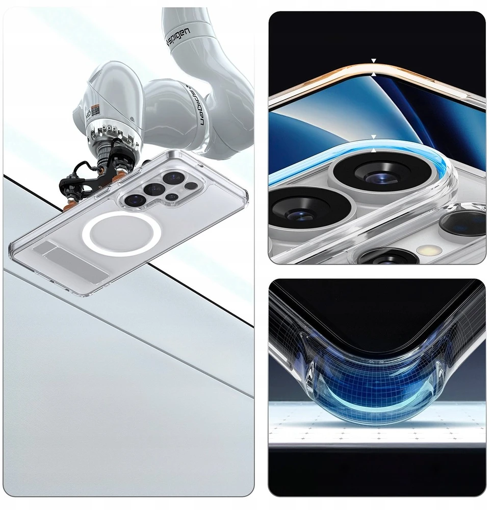 Spigen Ultra Hybrid S Mag MagSafe dėklas skirtas Samsung Galaxy S26 Ultra – Clear and Baltas