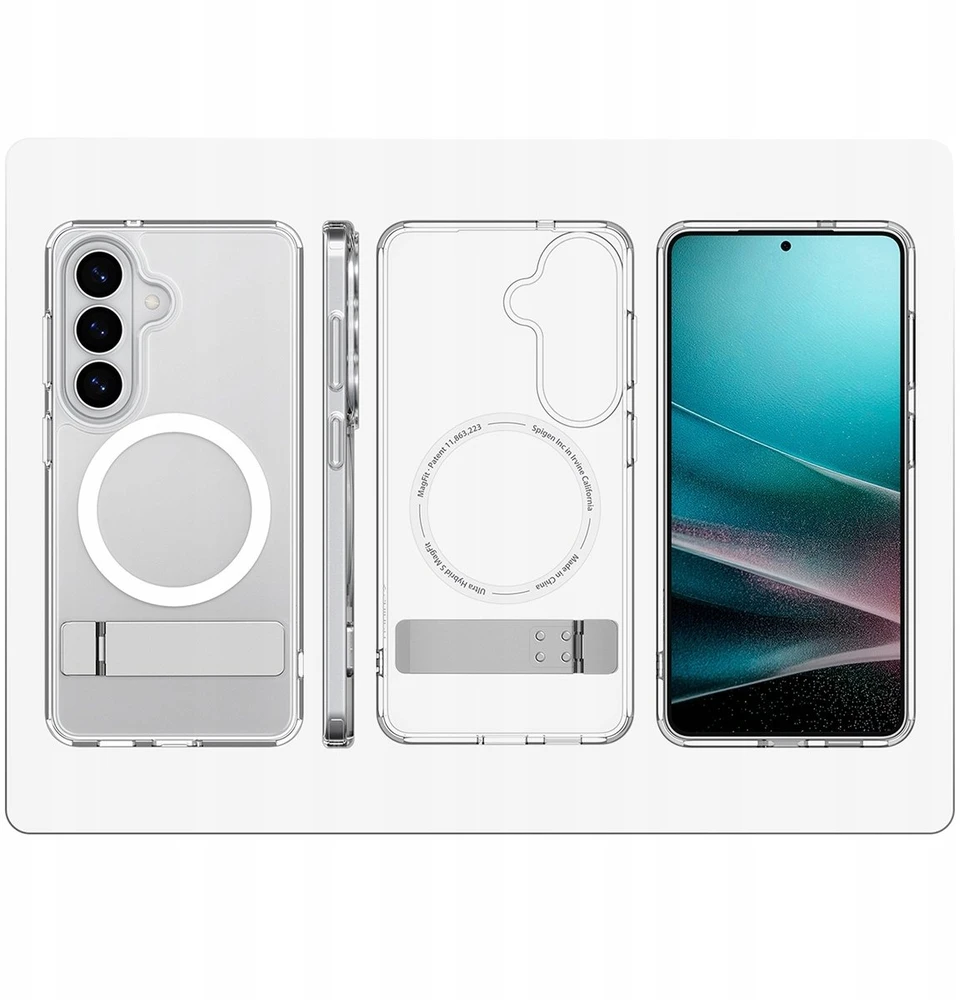 Spigen Ultra Hybrid S Mag MagSafe dėklas skirtas Samsung Galaxy S26 – skaidrus ir baltos spalvos