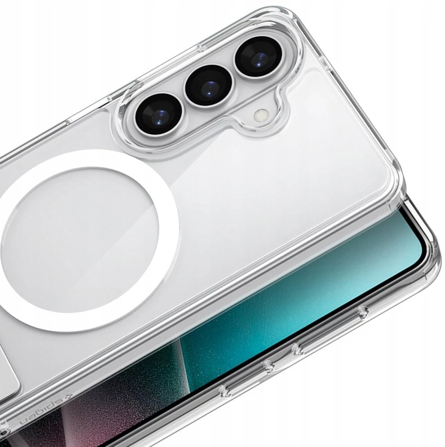 Spigen Ultra Hybrid S Mag MagSafe dėklas skirtas Samsung Galaxy S26 – skaidrus ir baltos spalvos
