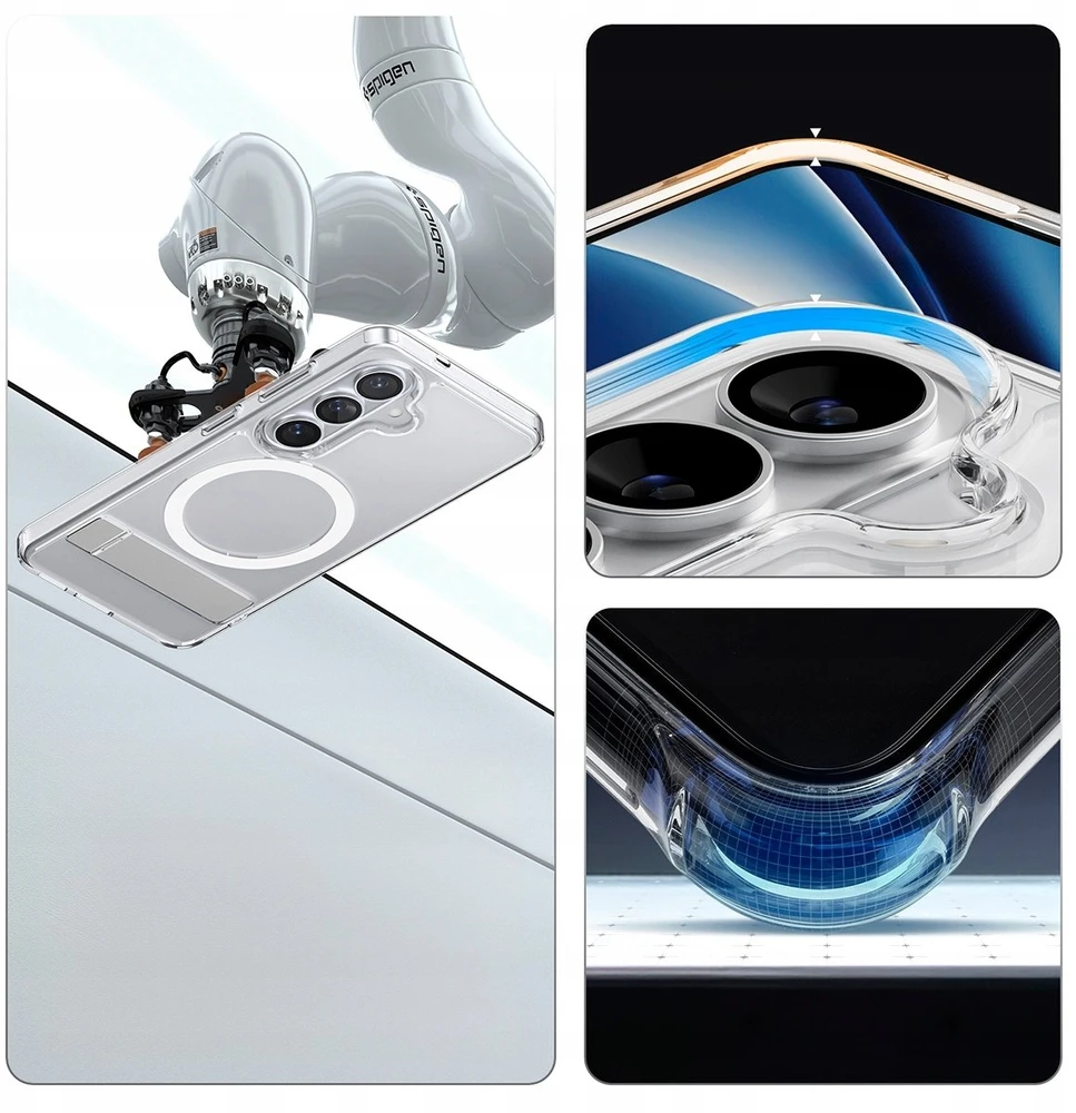 Spigen Ultra Hybrid S Mag MagSafe dėklas skirtas Samsung Galaxy S26 – skaidruus ir baltos spalvos