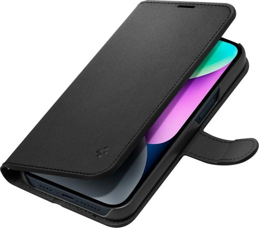 Dėklas Spigen Wallet S, juodos spalvos – iPhone 14
