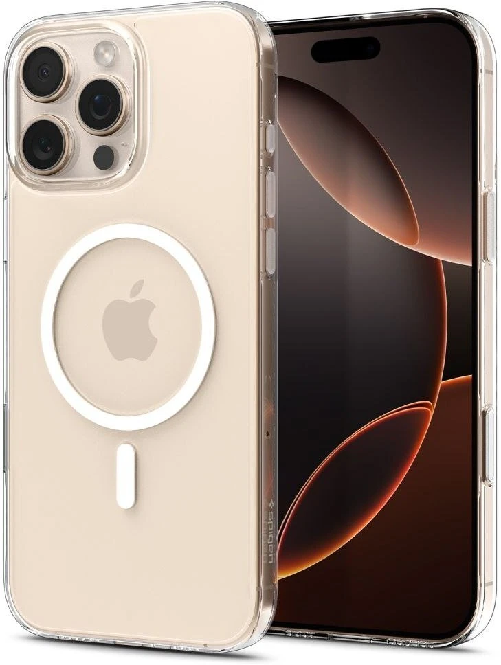 Spigen Thin Fit T MagSafe dėklas, skaidrus, baltas - iPhone 16 Pro Max