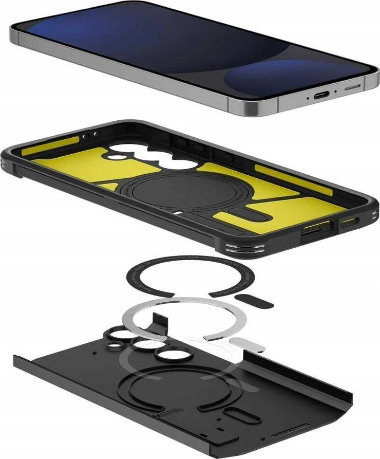 Dėklas Spigen Tough Armor MagSafe Samsung Galaxy S25 juodos spalvos