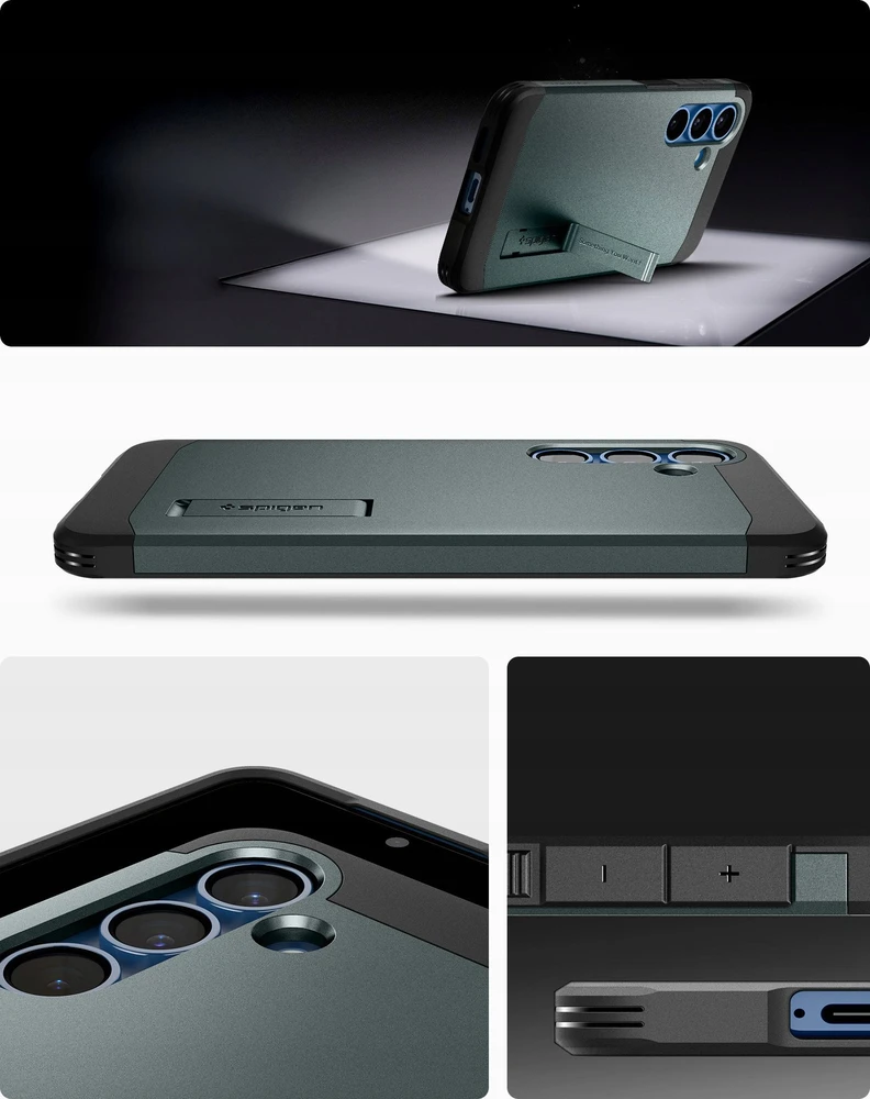 Spigen Tough Armor MagSafe dėklas skirtas Samsung Galaxy S25 – žalios spalvos