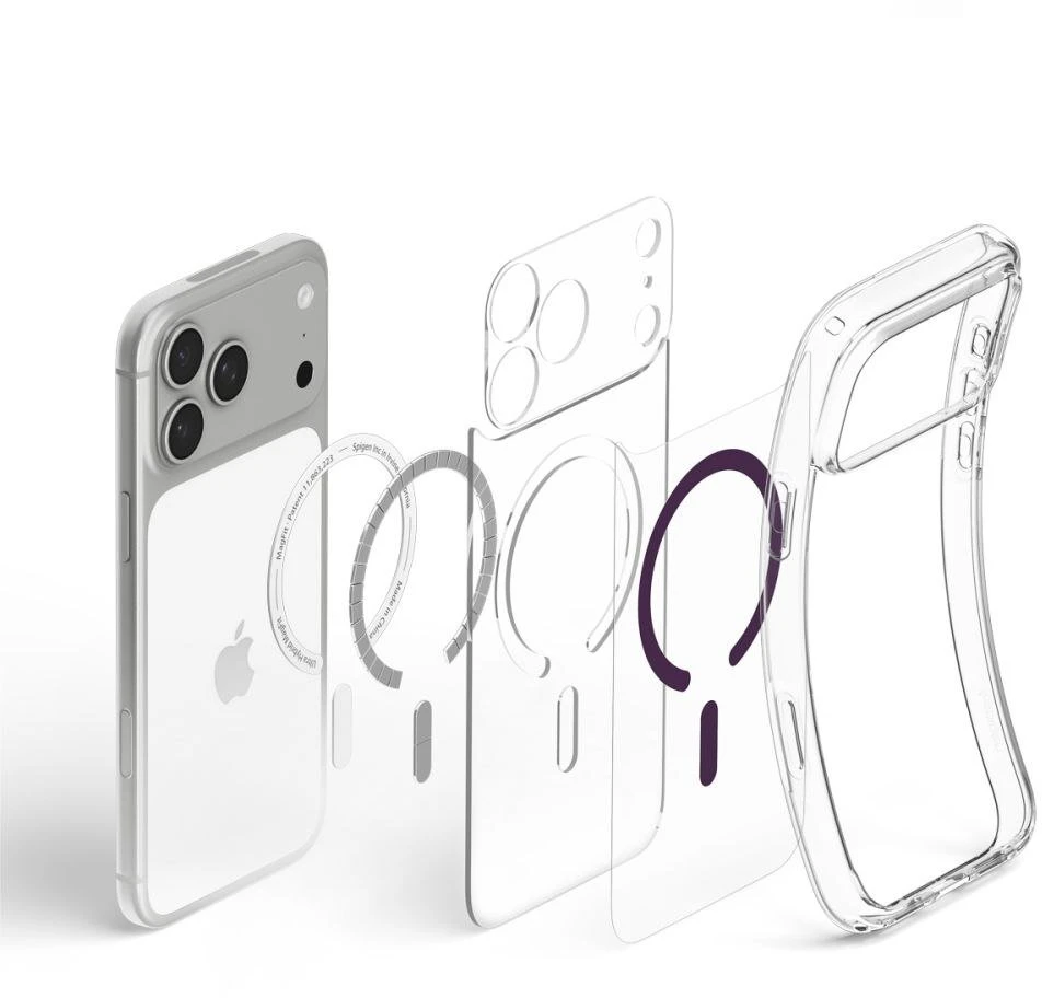 Dėklas SPIGEN ULTRA HYBRID MAGSAFE IPHONE 17 PRO MAX / 18 PRO MAX permatomas / bordo