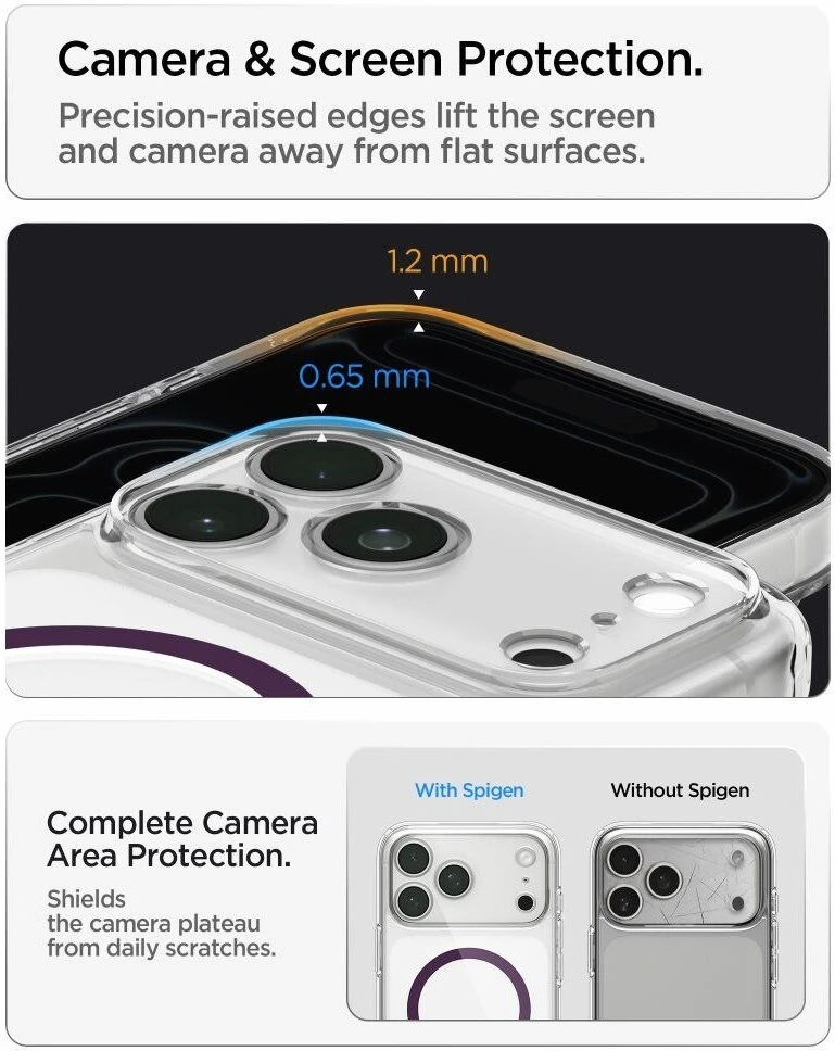 Dėklas SPIGEN ULTRA HYBRID MAGSAFE IPHONE 17 PRO MAX / 18 PRO MAX permatomas / bordo