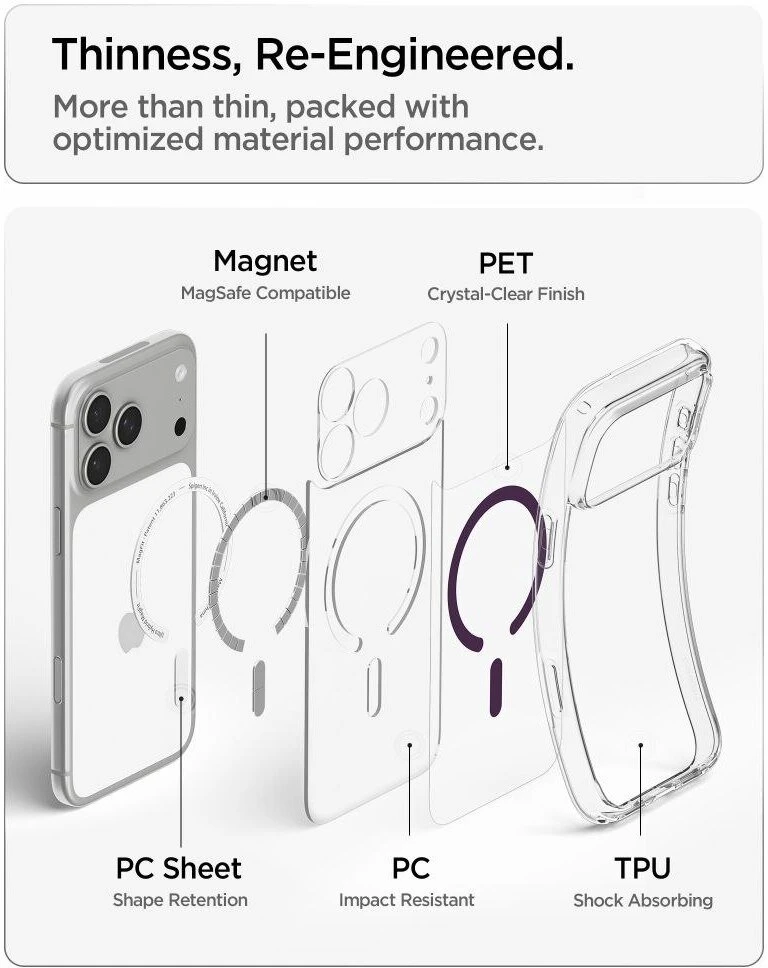 Dėklas SPIGEN ULTRA HYBRID MAGSAFE IPHONE 17 PRO MAX / 18 PRO MAX permatomas / bordo
