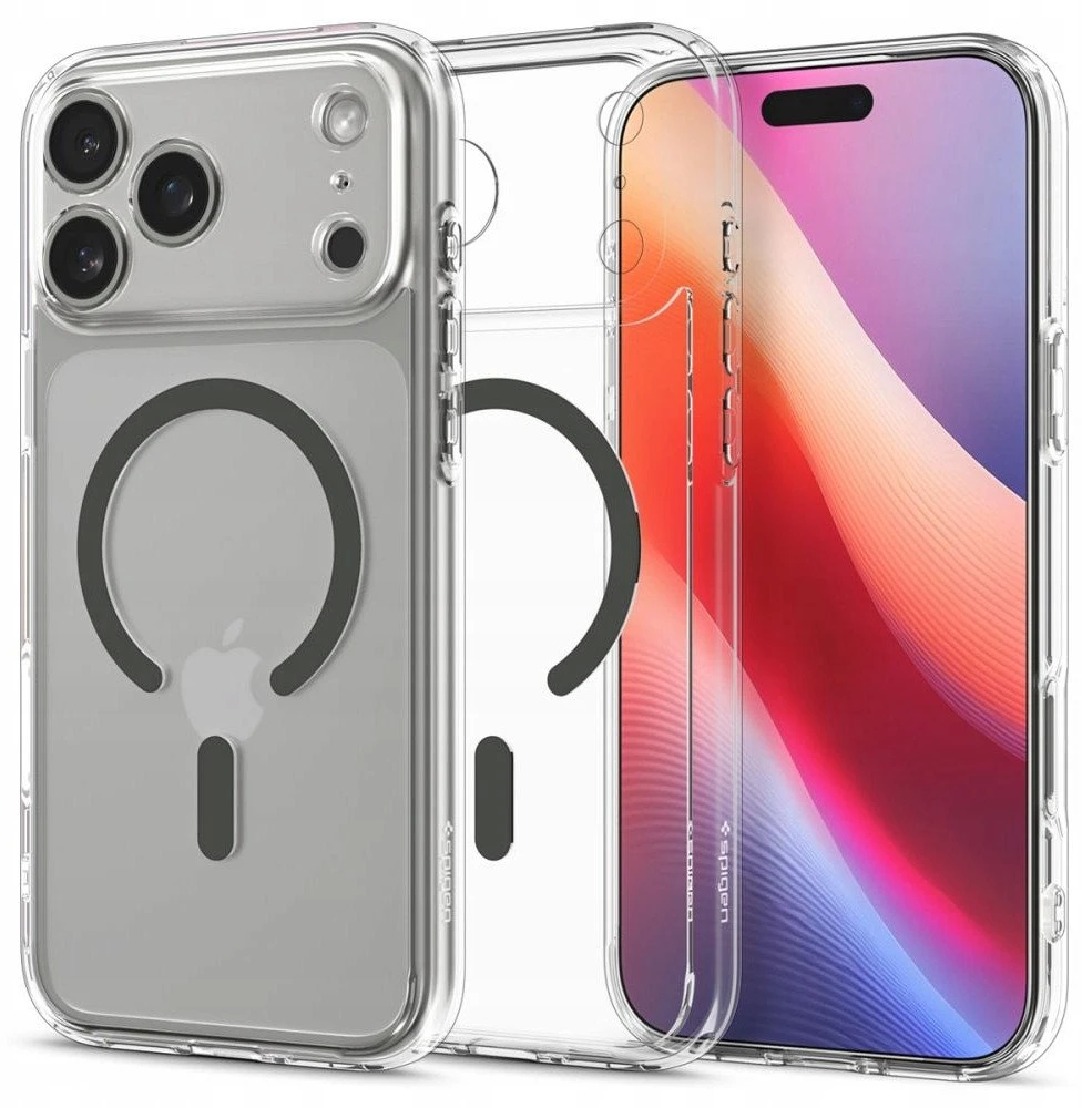 Spigen Ultra Hybrid MagSafe dėklas skirtas Apple iPhone 17 Pro – skaidrus pilkos spalvos