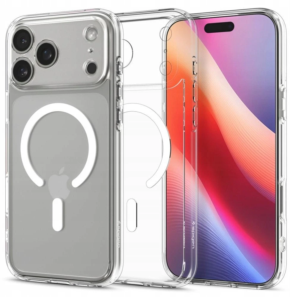 Dėklas „Spigen Ultra Hybrid MagSafe“, skaidrus baltas - iPhone 17 Pro Max